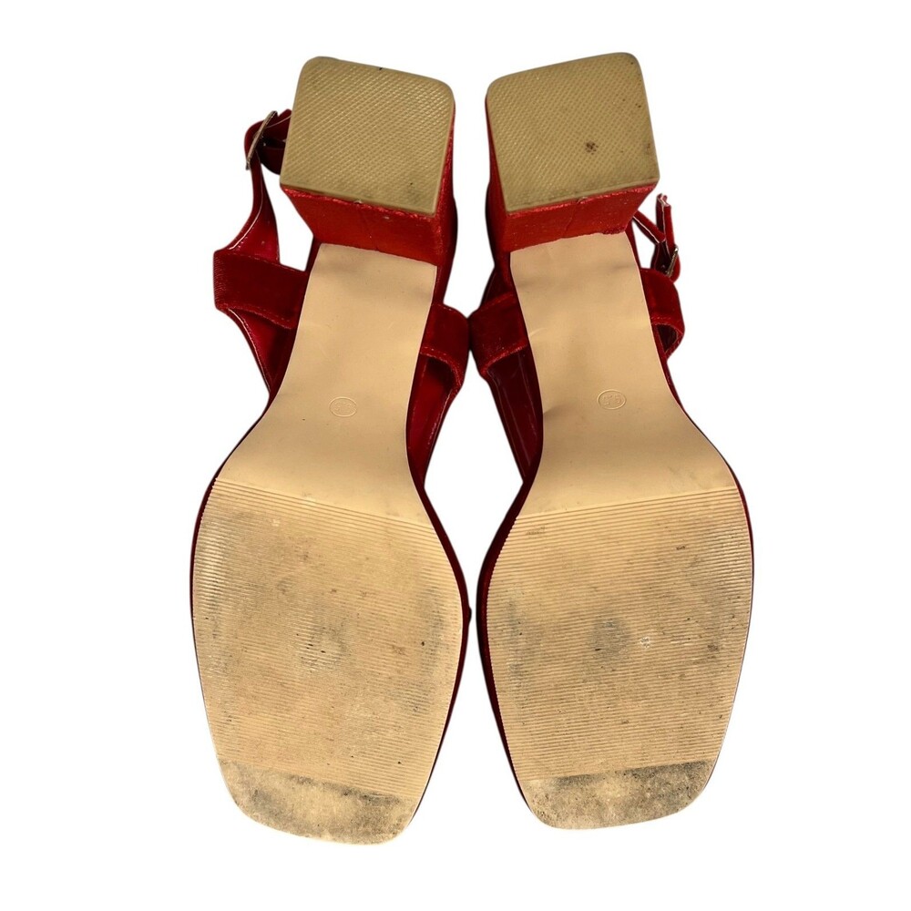 Camssoo Red Velvet Chunky Platform Heels Size 9.5 Going Out Hoco Prom Formal - Picture 9 of 12